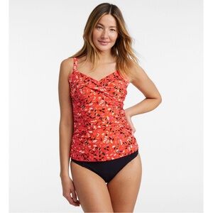 L.L Bean Red Floral Shaping Swimwear Tankini Top Plus Size 20W